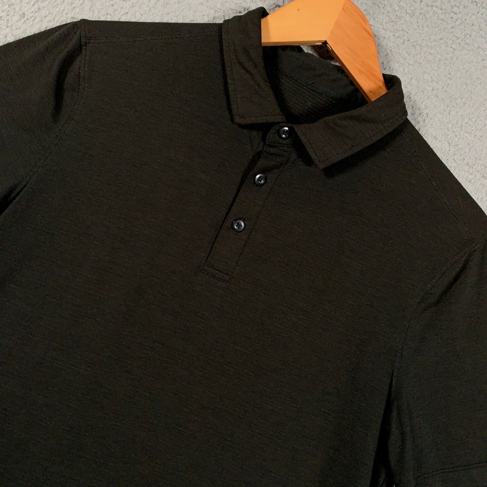 Lululemon Evolution Polo Shirt Mens Small S Black Short Sleeve Athletic Collared